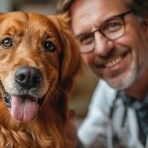 Homme avec son chien. Vétérinaire La Colle-sur-Loup